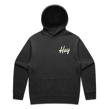 Hoy Script Garment Dyed Hoodie Dusty Black, 2 of 2
