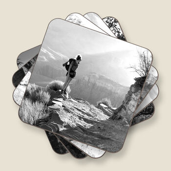 Four Black And White Personalised Photo Coasters, 3 of 4