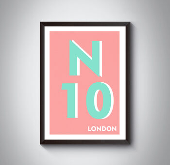 N10 Muswell Hill London Postcode Typography Print, 10 of 11