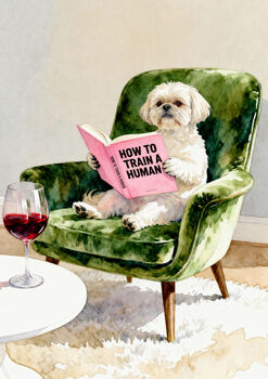 Your Own Dog Reading Book, 'How To Train A Human' Print, Customise Colours And Book Title, 2 of 12