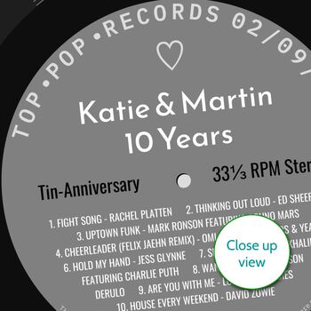 Personalised 10th Wedding Anniversary Print Music Gift, 9 of 12