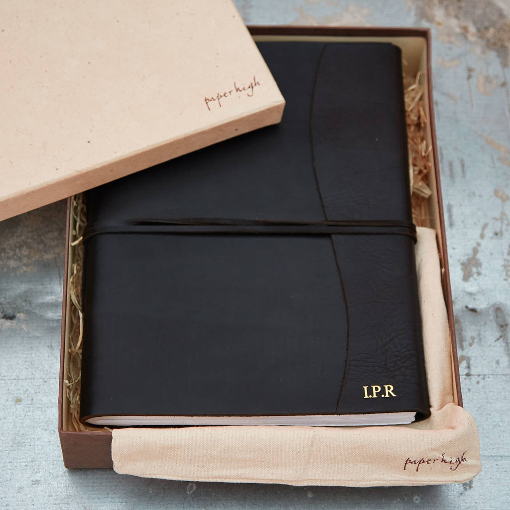 Personalised Antara Chunky Black Leather Photo Album By Paper High