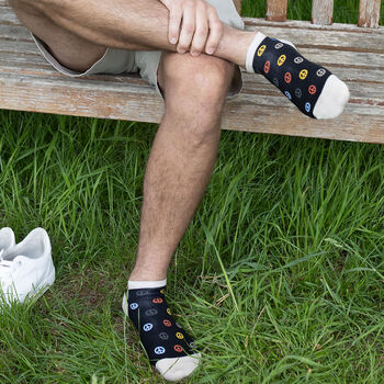 Peace Black And Lux Taylor Yellow Men's Trainer Socks, 2 of 6
