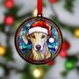 Lurcher In Santa Hat Suncatcher Decoration, thumbnail 2 of 6