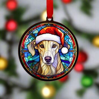 Lurcher In Santa Hat Suncatcher Decoration, 2 of 6