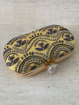 Yellow Handcrafted Oval Clutch Bag, 4 of 4