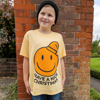Have A Nice Christmas Boys' Christmas T Shirt In Yellow, 3 of 4