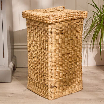 Wicker Water Hyacinth Laundry Basket, 2 of 4