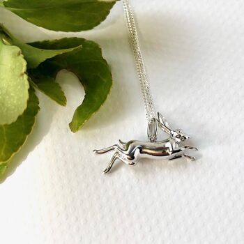 Sterling Silver Leaping Hare Necklace, 4 of 4