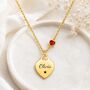 Personalised Birthstone Heart Pendant Necklace With Name Symbol, thumbnail 7 of 8