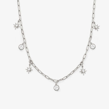 Sterling Silver Charm Choker Moon And Star Charms, 4 of 4