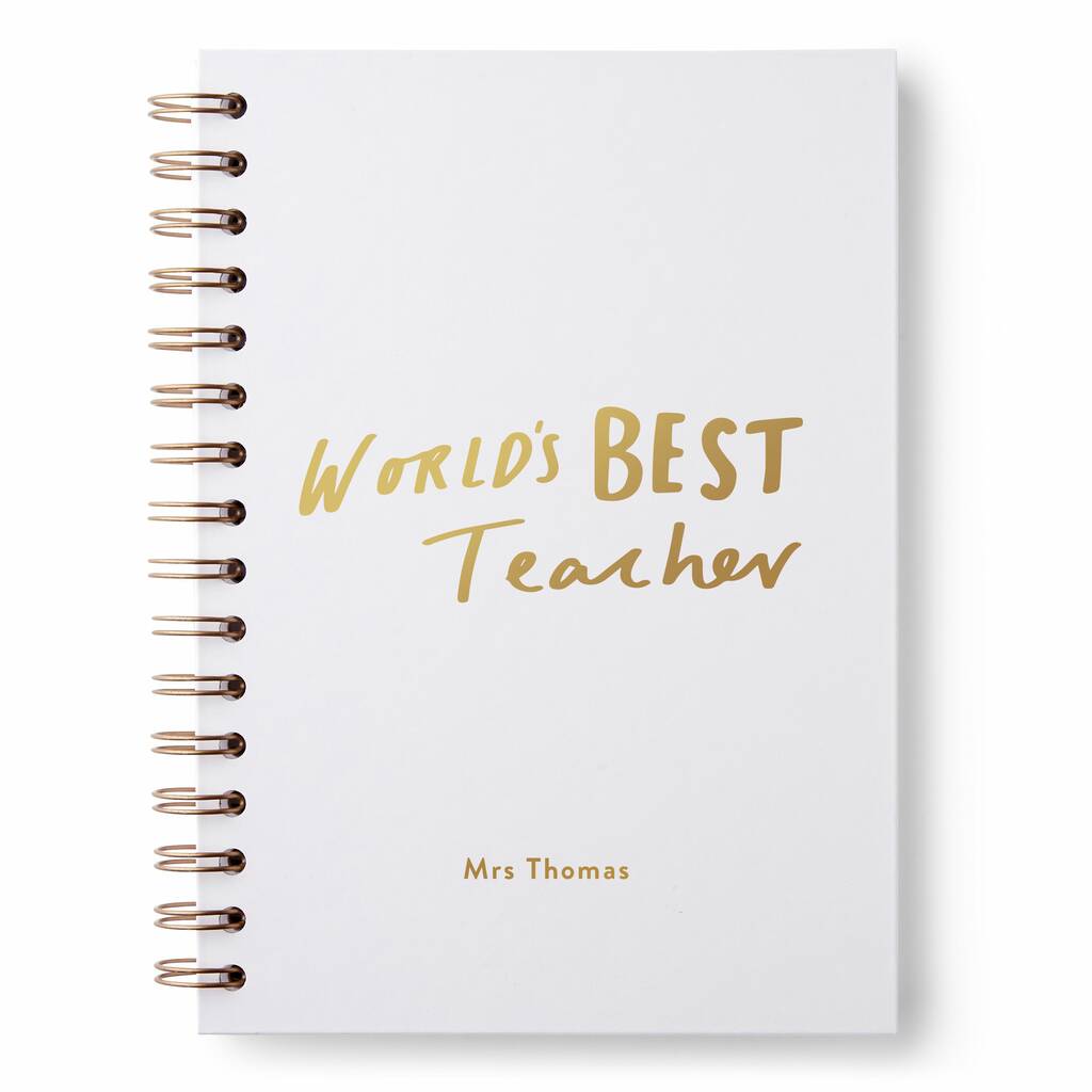 World's Best Teacher Hardback Personalised Notebook By Old English Company