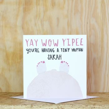 Personalised Tiny Human New Baby Card, 3 of 4