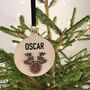 Personalised Wooden Reindeer Bauble Tree Decoration, thumbnail 2 of 2
