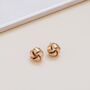 Gold Colour Textured Knot Stud Earrings, thumbnail 1 of 3