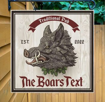 Boars Head Personalised Home Pub Sign Man Cave Sign, 5 of 8