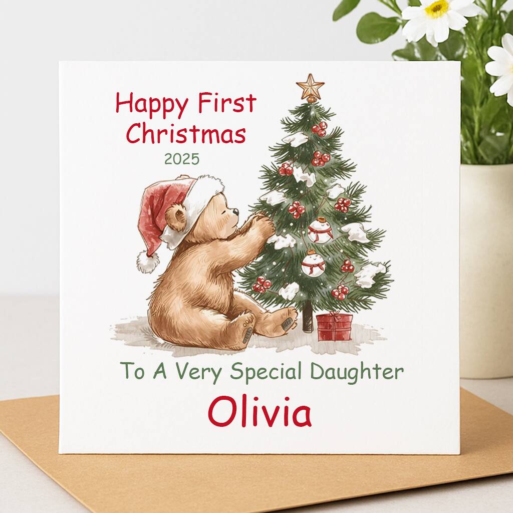 Personalised Bear First Christmas Card, 1 of 2