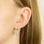 Sterling Silver Blue Chalcedony Huggie Hoop Earrings, thumbnail 2 of 7