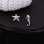 Sterling Silver Seahorse And Starfish Stud Earrings, thumbnail 4 of 9