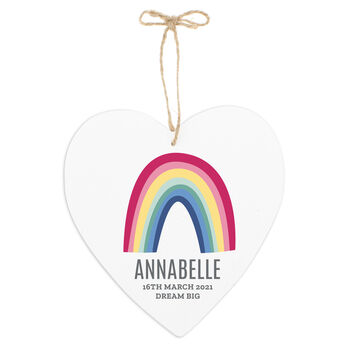 Personalised Rainbow Large Wooden Heart Decoration, 2 of 4