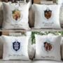 Personalised Dad And Father's Day Blue Crest Photo Cushion, thumbnail 1 of 10