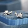 Snail Stud Earrings In Sterling Silver, thumbnail 4 of 11