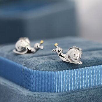 Snail Stud Earrings In Sterling Silver, 4 of 11
