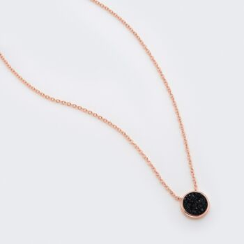 Round Black Druzy Crystal 18k Rose Gold Plated Necklace, 5 of 5