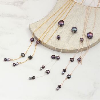 Pearl Lariat Y Necklace On Chain, 6 of 10