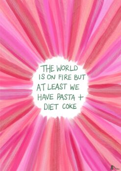 Pasta And Diet Coke | Pink Colourful Relatable Kitchen Print, 2 of 2