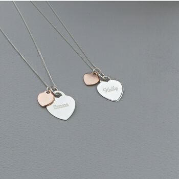 Personalised Sterling Silver Duo Heart Necklace, 4 of 10