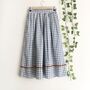 Blue Gingham Cotton Midi Skirt With Ric Rac, thumbnail 1 of 6