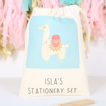 Llama Stationery Set And Personalised Bag, 3 of 5