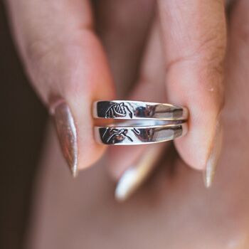 Couple Promise Handshake Marching Band Ring Set, 2 of 4