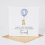 Personalised Winnie The Pooh Grandson 1st Birthday Card Blue Balloon *Age Options, thumbnail 1 of 3