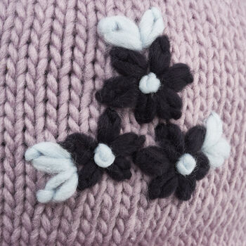 Forget Me Not Knitted Lilac Bonnet, 4 of 4