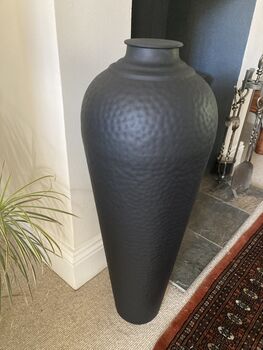 Large Black Metal Floor Vase 80cm Ornament Home Decor, 6 of 9