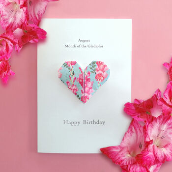 Birth Flower June Rose Origami Heart Card, 4 of 12