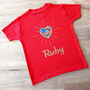 Personalised Liberty Sunburst Heart Sparkly T Shirt, thumbnail 2 of 3