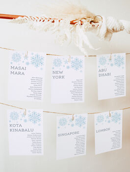 Wedding Seating Plan Cards Snowflake Design, 6 of 6