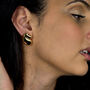 Statement Dual Tear Drop Gold Pated Earrings, thumbnail 2 of 3