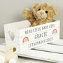 Personalised New Baby Rainbow White Wooden Crate, thumbnail 1 of 4