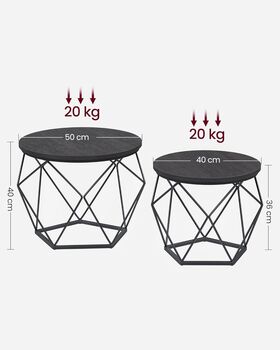 Set Of Two Round Coffee Tables Modern Steel Frame, 10 of 12
