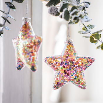 Personalised Sequinned Star Bauble, 2 of 3