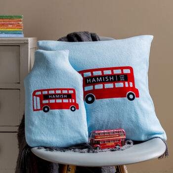 London Bus Personalised Hot Water Bottle Cover, 6 of 7