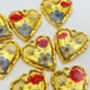 Real Blue Red Flowers Pendant Gold Leaf Earrings Hand Made, thumbnail 8 of 9