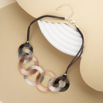 Contemporary Three Tone Circle Statement Necklace, 3 of 3