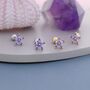Amethyst Purple Cz Flower Barbell Earrings, thumbnail 3 of 12