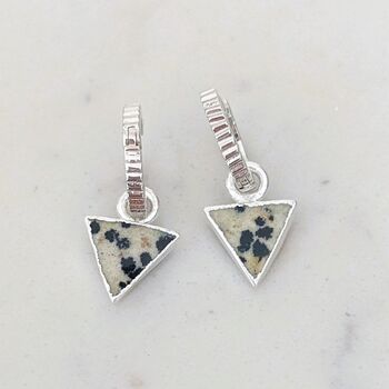 'Triangle' Dalmatian Jasper Sterling Silver Earrings, 3 of 5