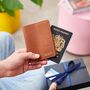 Luxury Leather Passport Holder Travel Wallet With Your Personalised Engraved Message, thumbnail 5 of 9